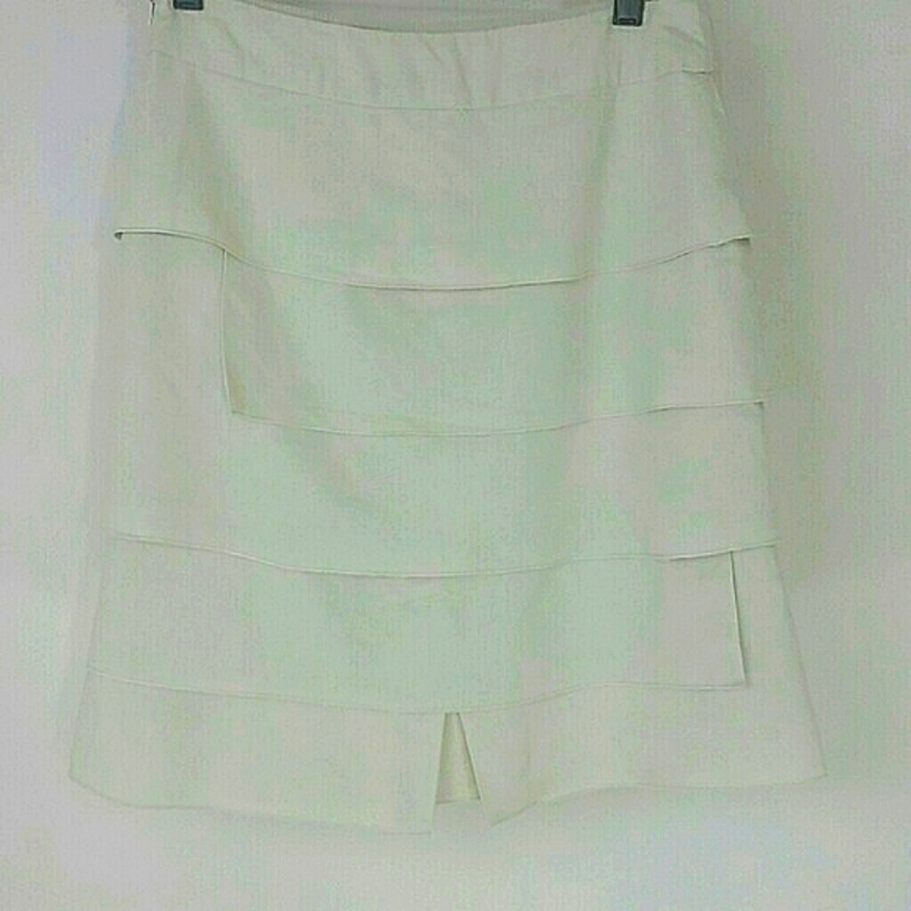 Larry Levine skirt MIDI linen blend biege tan